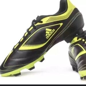 Adidas Ezeiro III TRX FG boys black, white, neon yellow soccer cleats. Size 4
